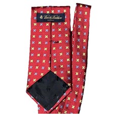 Brooks Brothers Makers Neck Tie Silk Red Floral Motif England Woven USA Made 59
