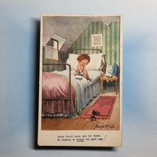 Donald McGill Comic Postkarte 1917 Jeder Narr kann ins Bett gehen nimmt einen Mann