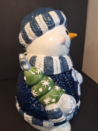 Adorable Blue Snowman Cookie Jar By Kitchen Traditions . - Picture 4 of 10