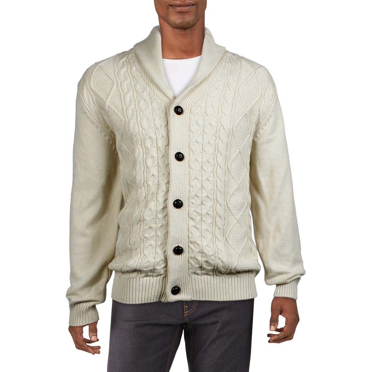 Трикотажные изделия St. Raphael Мужской бежевый вязаный кардиган на пуговицах, топ-свитер L BHFO 1377