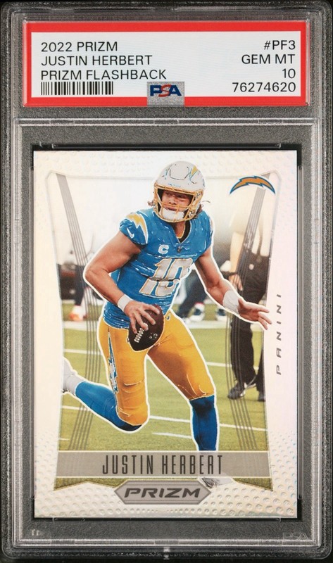 Justin Herbert 2022 Prizm Flashback PSA 10 Chargers