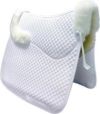 English Saddle Pad with Sheepskin Trim Wool Fleece Lining