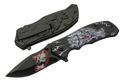 New Rite Edge Linerlock White Wolf Folding Poket Knife 300548-WH
