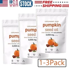 Pumpkin Seed Oil with Saw Palmetto 180 Softgels-3000 mg Herbal Supplement 1-3PCS