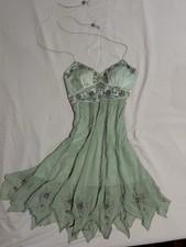 Sue Wong Women's Silk Green Beaded Fairy Dress. Genuine Silk lining. Size 8 M