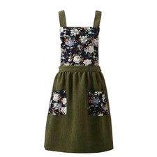 Vintage Ladies Aprons, Pinafore Apron Dress for Women Girls, Cute Olive Green