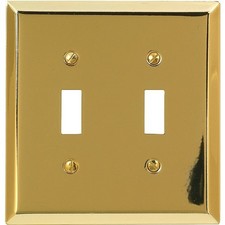 Amerelle 163TTBR Wallplate, 4-15/16 in L, 4-9/16 in W, 2 -Gang, Steel, Polished