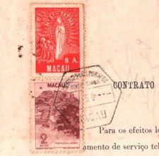 MACAU Revenue Document 8a *FATIMA* Postage Telephone 1950 CHINA/PORTUGAL MA286