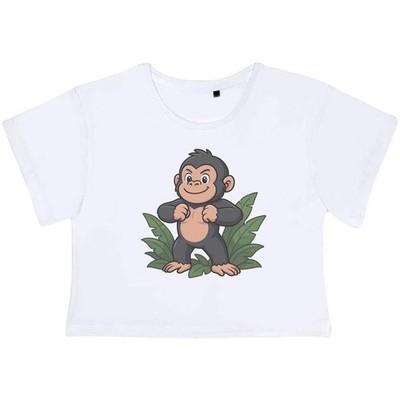 'Proud Baby Gorilla' Women's Cotton Crop Tops (CO056546)