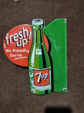 Placa de letrero de metal esmaltado 7up de porcelana fresca tamaño 11 x 9 pulgadas