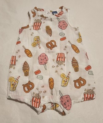 NWT Old Navy Snack Food Print Sleeveless Romper One Piece Baby Girl