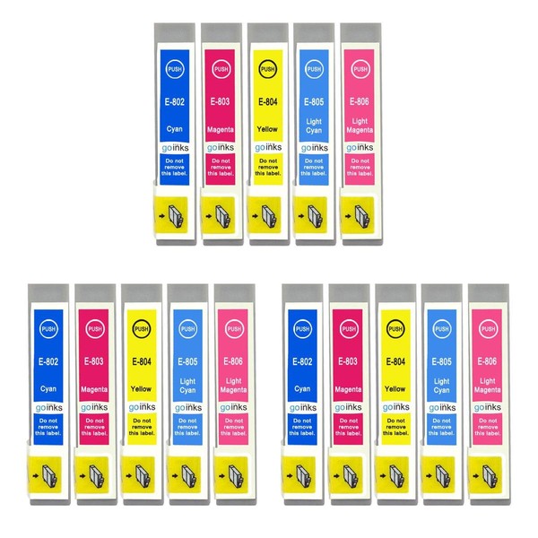 15 Tintenpatronen (5 Farbe) Ersetzen Epson Stylus T0807 Non-Oem / Kompatibel-image