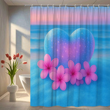 Pink Heart Floral Shower Curtain - Vibrant Bathroom Decor