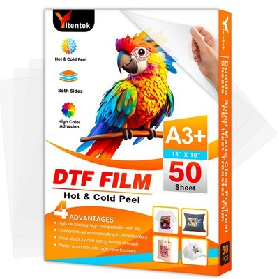 A3+ DTF Transfer Film, 13'' x 19'' Double Sided Matte PreTreat Heat Transfer PE...