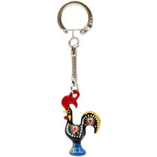 Portuguese Barcelos Rooster Keychain - Hand-Painted Good Luck Charm