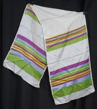 Vtg Paoli Scarf Rectangle Stripes Chartreuse Green Purple Blue Gold MCM 13x48