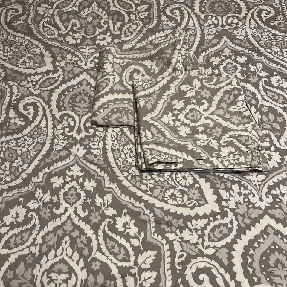 Edredón floral Paisley KING y 2 fundas de almohada gris blanco Nicole Miller Foto 4 de 4