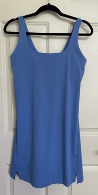 Old Navy Active Powersoft Dress Built In Shorts And Bra Size M Blue Square Neck