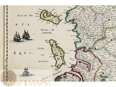Saintonge France antique map, Blaeu 1667. Xaintonge avec Le Pays D
