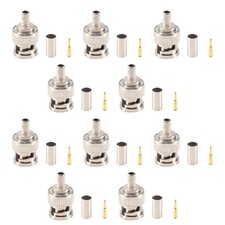 BNC 50 Ohm Crimp Connectors 10 Pack Male Fit RG58A/U Cable Gland Type Seal