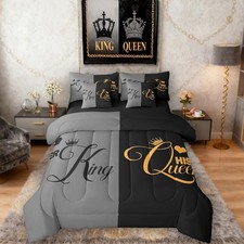 King and Queen Bed in a Bag King Size Comforter Set 7 Pieces,Her King and His...