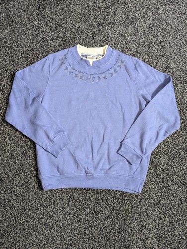 Grandma Sweater Medium Womens Purple Embroidered Double Layer Fair Isle