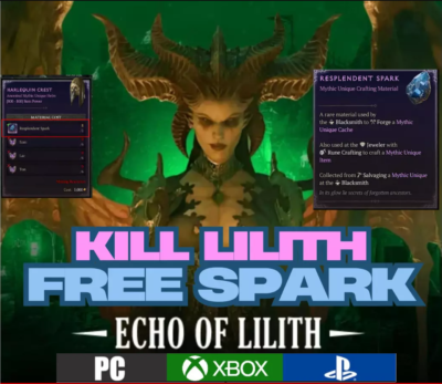 #ad DIABLO 4🎃SEASON 11🔥CARRY LILITH TO GET SPARK TIER 4 ONE SPARK FOR 1 SEASON $0.99