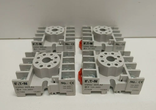 LOT OF 4 NEW OLD STOCK! EATON 10A 600V 8-PIN RELAY SOCKETS D3PA2