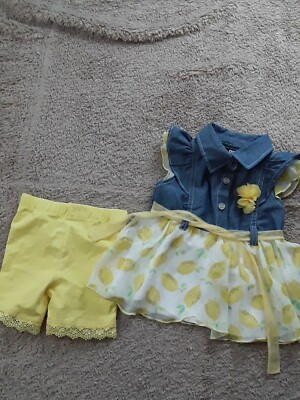 DDG Darling 18 Month Dress & short set blue & yellow flower lemons