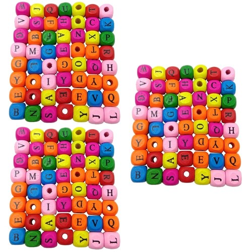 Set of 3 Wooden Alphabet Beads Letters for Bracelet Making Craft Kits Adults - Picture 3 of 9