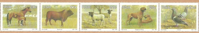 Südafrika - Tierzucht in Südafrika Fünferstreifen postfrisch 1991 Mi. 813-817