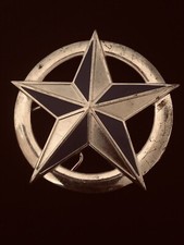 Western Star Metal round silver Tone blue Belt buckle 4x4