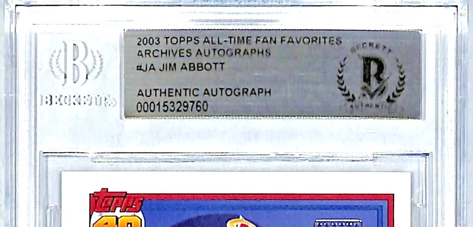 2003 Topps Archives JIM ABBOTT Signed Auto Angels Card #JA Beckett BAS Slabbed - Image 2 of 3