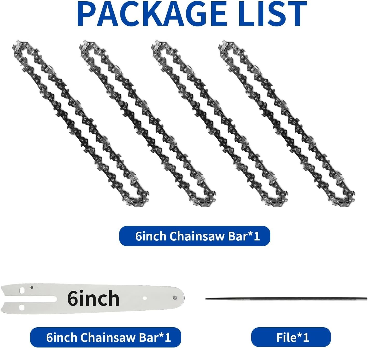 6 Inch Chainsaw Chain and Guide Bar, Replacement Chain Saw Bar and Chains for 6