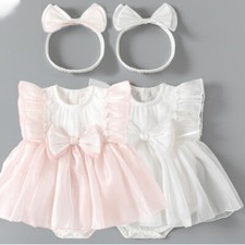 Summer Infant Baby Girls Bodysuits Sleeve Lace Splicing Toddler Baby Jumpsuit