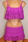 NWT Kenneth Cole Reaction Swimsuit Bikini 2pc Set Sz M Crochet Skirt ORC