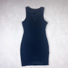 Astr Dress Womens Medium Navy Blue Sleeveless Tulip Hem V-Neck Lined Sheath