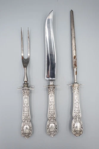 Gorham Florentine-Florenz Sterling Silver Small Carving Set Knife Fork Sharpener