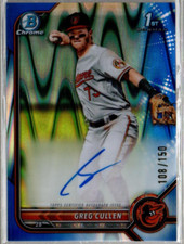 2022 Bowman Chrome  Blue RayWave Refractors #CPAGC Greg Cullen Auto /150 