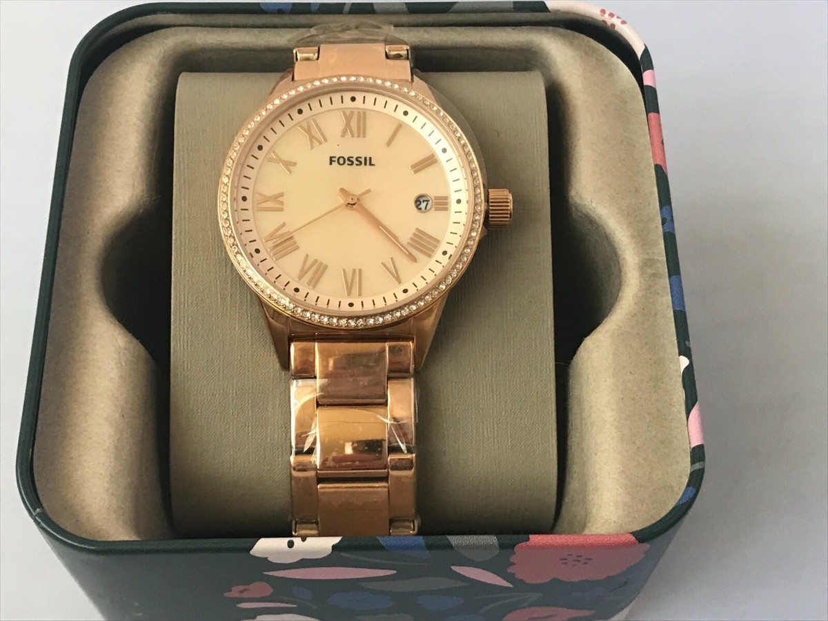 Fossil BQ3210 Women's Gold Stainless Steel Analog Rose Dial Quartz