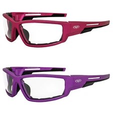 Global Vision Sly Padded Motorcycle Glasses 2 Pair Pink & Purple w/ Clear Lenses
