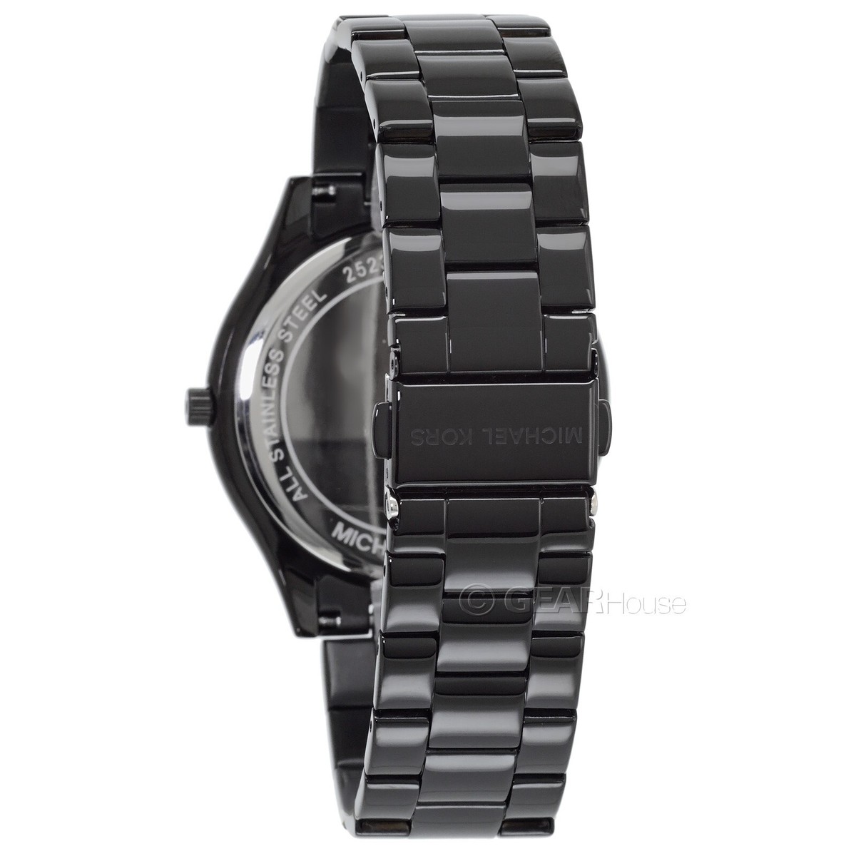 Michael Kors Slim Runway Blackout Watch, MK Logo Dial Black 