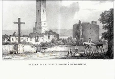 1825 Litho "Ruins of an Old Town in Rüdesheim" after HOWEN by G. ENGELMANN