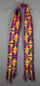 Vtg Guatemalan Handwoven Embroidered Scarf Sash Belt Colorful Artsy Festival 86"
