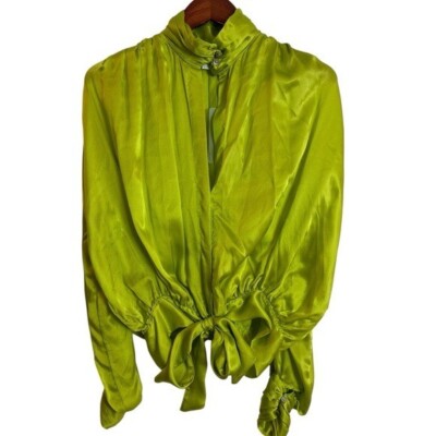 NEW Forte Forte 100% Silk 9384 MY SHIRT Blouse in Lime Green Size Small $510