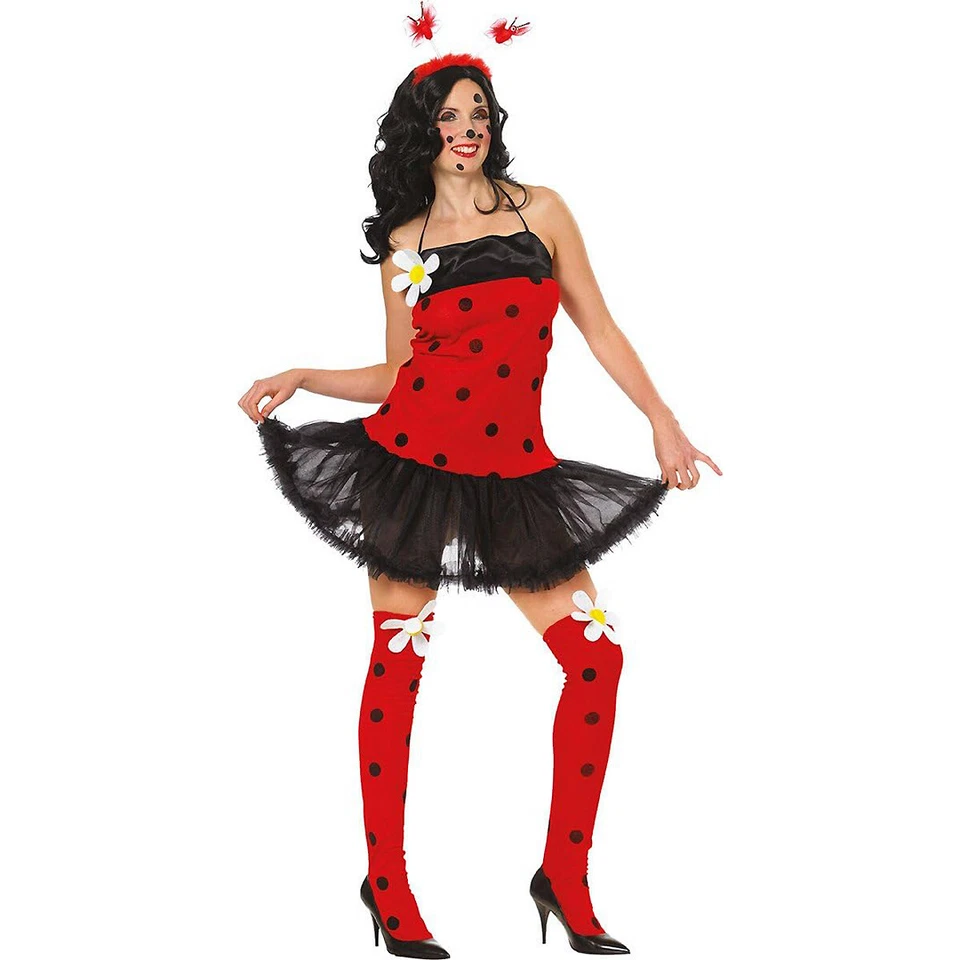 MOTTOLAND MARIENKÄFER KOSTÜM & STRÜMPFE Karneval Fasching Damen Käfer Kleid Verkleidung