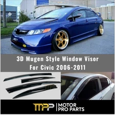 Window Vent Visors Rain Sun Deflectors Mugen Style For Honda Civic Sedan 2006-11
