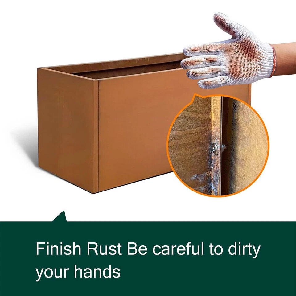 Jardinera de acero Corten 36x12x16 pulgadas, moderna rectangular de metal jardinera exterior Foto 4 de 4