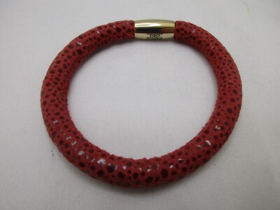 Red Reptile Bracelet Single Leather Magnetic Clasp Endless Jewelry 7.5in NEW
