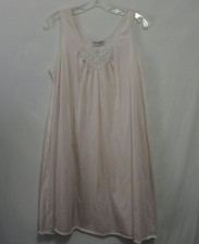Vintage Nylon Nightgown Sleeveless Pale Pink w/ Lace Trim Size Medium Vassarette